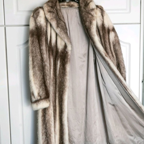 Mink fur coat white-brown used size Medium