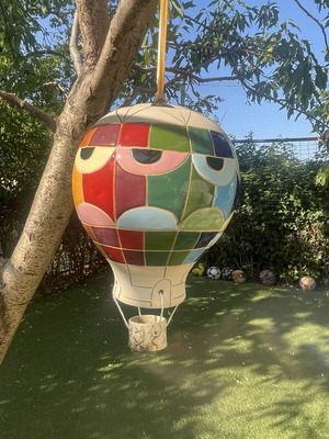 Handmade ceramic decorative hot air balloons like new, set of two from Prague