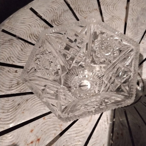 Vintage lead crystal set with bonbonniere and large fruit bowl used