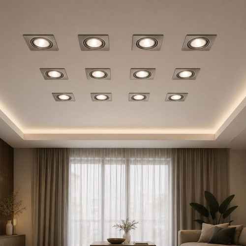 Spotlights Inox square recessed set of 15 used with transformers