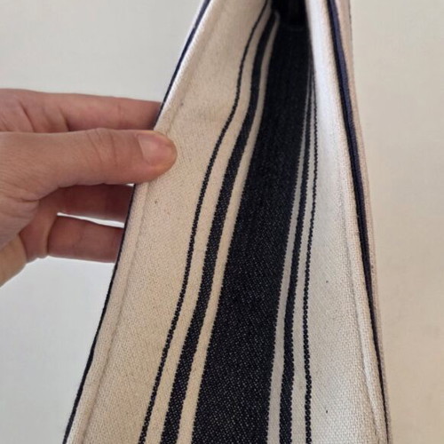 Mango striped canvas tote bag, navy blue and cream