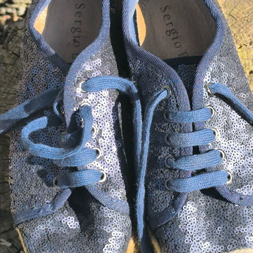 Sergio Bardi espadrilles navy blue with sequins like new