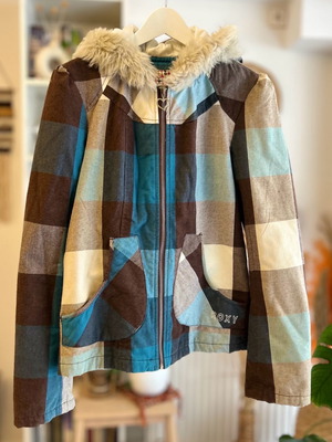 Roxy jacket used medium with hood blue