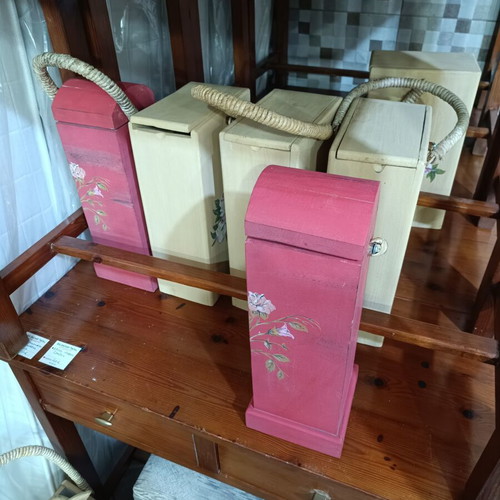 Wooden handmade wine storage boxes used, decorative