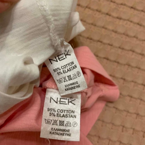 Set of 2 double 2-in-1 Nek Kids Wear t-shirts, like new, pink and white