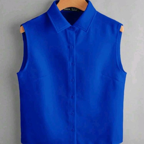 Shein sleeveless women's shirt, electric blue