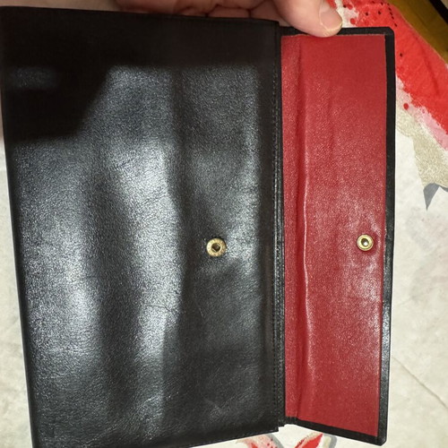 Leather wallet large size with red interior lining like new
