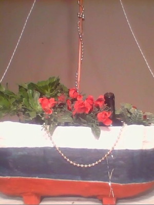 Καράβι ζαρντινιέρα χειροποίητο τσιμέντου για διακόσμηση