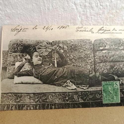 Vintage collectible postcard Indochina Bayadère 1906 used