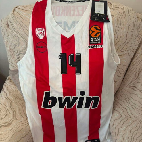 Sasha Vezenkov signed Olympiacos basketball jersey 2022-2023