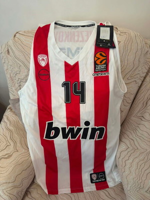 Sasha Vezenkov signed Olympiacos basketball jersey 2022-2023