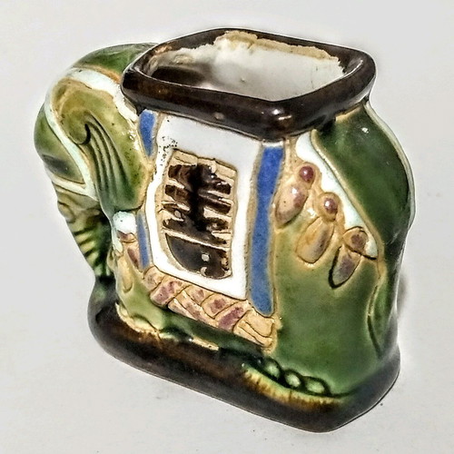 Elephant figurine used, handmade vintage ceramic from South Vietnam