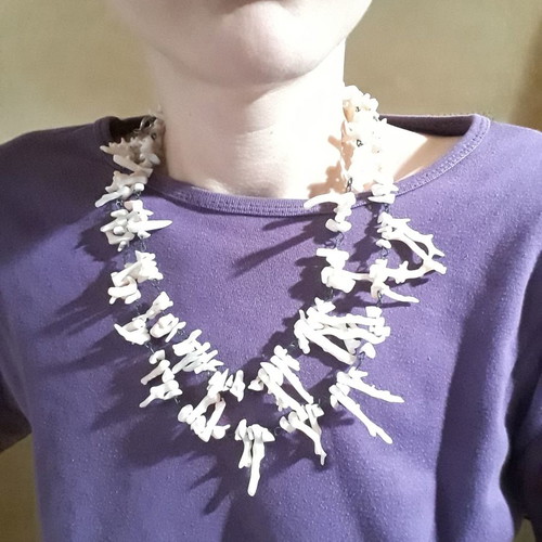 Vintage coral necklace used with silver