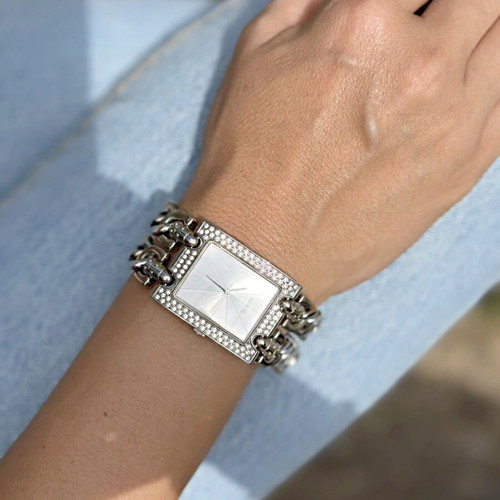 Guess women's watch 316L stainless steel with zircon, luxury chain bracelet like new