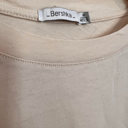 Bershka oversized T-shirt Medium, beige cream with back print