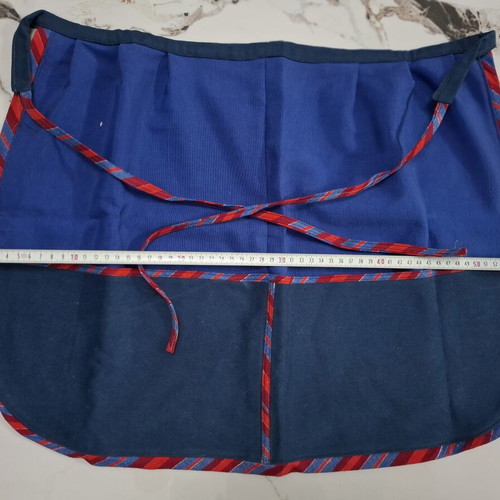 Handmade Waist Apron like new with blue fabric and striped trim