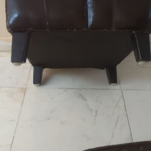Wooden stools used, wenge wood, leather worn, set of 2