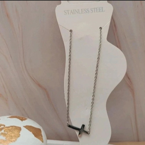 Stainless steel anklet with cross new, silver