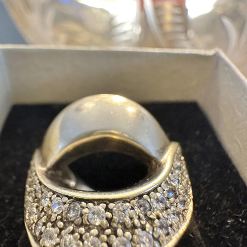 Ring 925 with 40 small diamonds like new, gold color