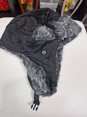 Black hat cap with faux fur lining
