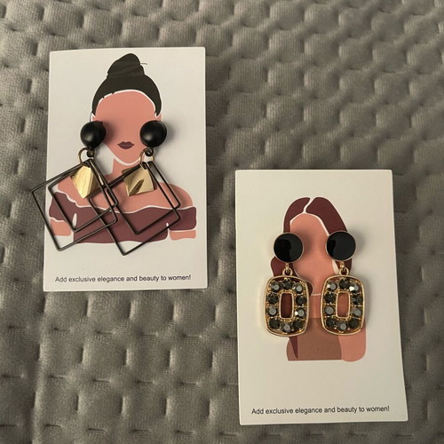 Statement earrings set new, 2 pairs black and gold