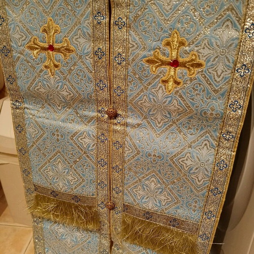 Priestly epitrachelion like new, blue with gold, height 1.53 m
