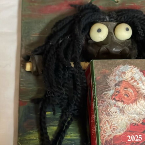 Handmade wall calendar 2025, wooden with freak figure