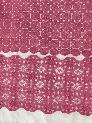 Handmade knitted table linens new, 2 pieces in fuchsia-bordeaux color