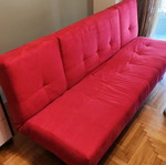 SATO sofa bed like new, red with silver legs