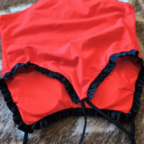 One-piece swimsuit cutout red with black like new, size M
