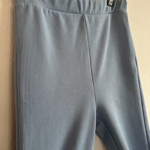 Pink Woman Ribbed Capri Leggings Blue Size S Like New