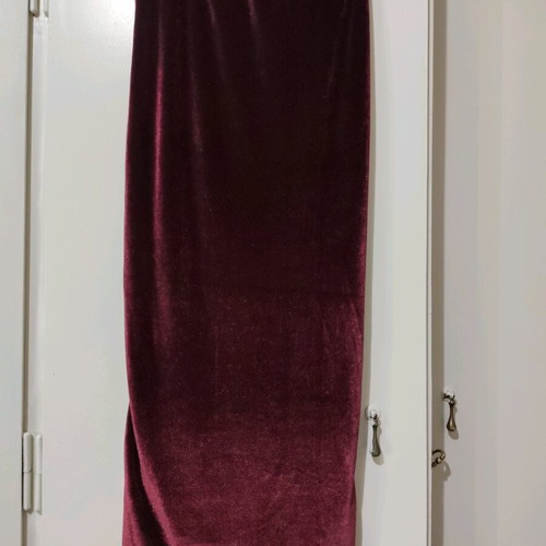 Burgundy Velvet Midi Skirt with Ruching New XS