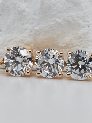 Златен медальон с лабораторно отгледани диаманти 2.34 ct нов, 14k жълто злато