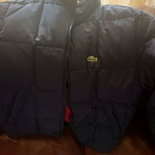 Lacoste down jacket used, size S, blue with hood