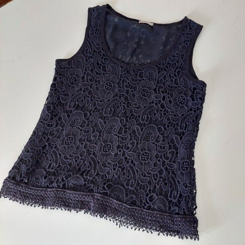 Intimissimi black sleeveless top small with knitted lace