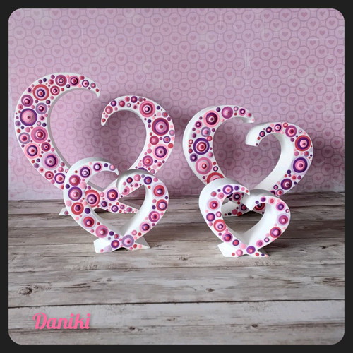 Handmade gypsum hearts set of 4 for home decoration