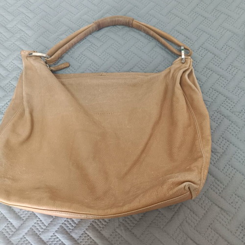 Brunorossi leather shoulder bag used, beige with signs of wear