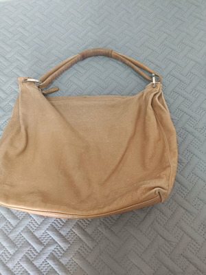 Brunorossi leather shoulder bag used, beige with signs of wear