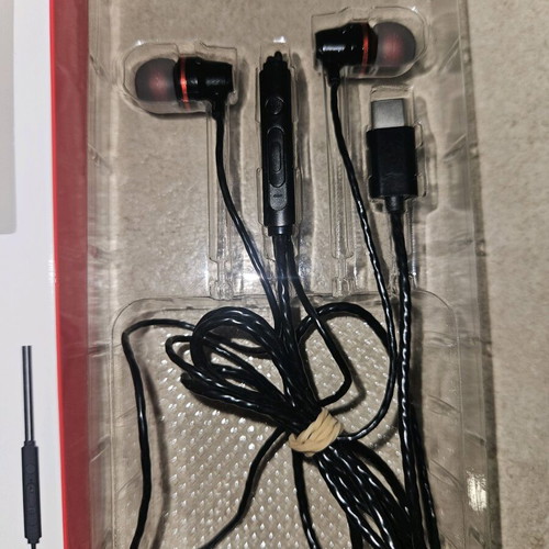 Handsfree Earbuds Black Red Type C with Volume Control new i-JMB
