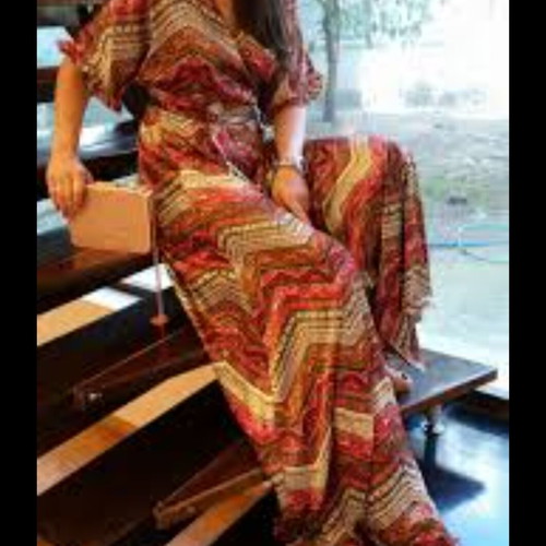 Women's luxury kimono maxi rayon dress new pink orange