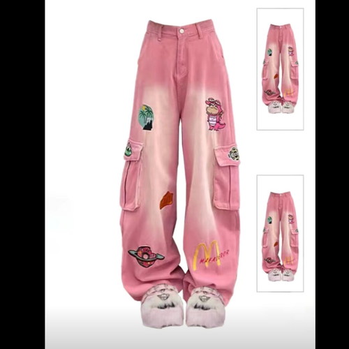 Women's wide pink pants new, size M