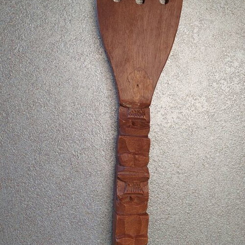 Decorative wooden fork carved 55cm