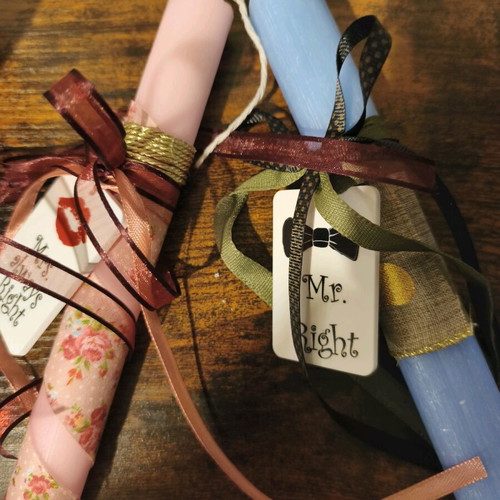 Set of candles for couple new, handmade