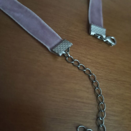 Velvet choker with moon like new, lilac