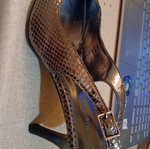Calvin Klein silver snake-like pumps size 38 like new, 8 cm heel