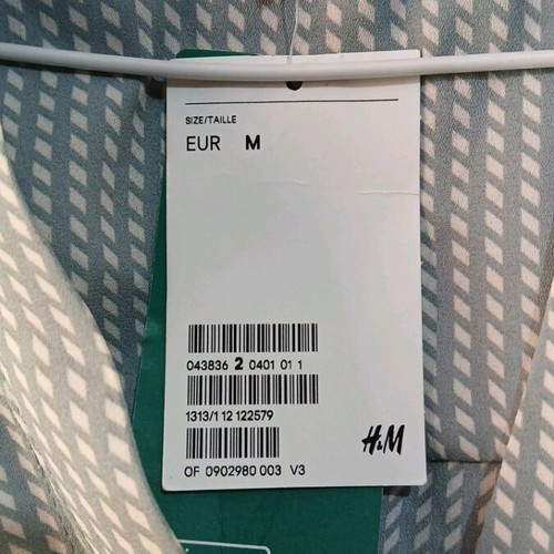 H&M dress new with tags, white and turquoise, size M