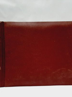 Vintage photo album with brown embossed fabric and embroidery, 35 leaves