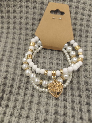 Triple bracelet white gold with heart new