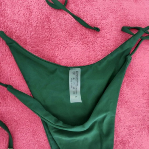 Bikini set brazilian bandeau tie strapless new, size S, black and green