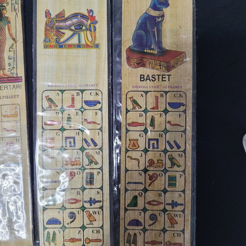 Set of 10 handmade bookmarks from authentic Egyptian papyrus